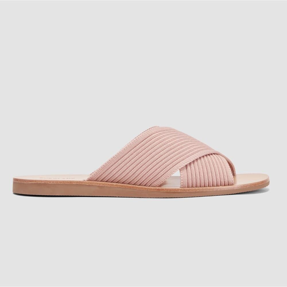 Everlane Day Crossover Sandal Pink Tan Knit Slide Sandals Size 7 - Picture 4 of 9